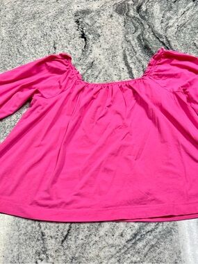 crown & ivy Hot Pink Off-Shoulder Peasant Blouse